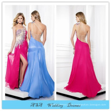 Ultimate Beaded Side Slit Chiffon Prom Vestido de noche Un hombro vestido longo festa Long Sexy Prom Party Dresses 2015 (PRM14)